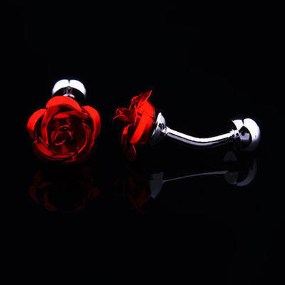 Manžetové gombíky červená ružička
