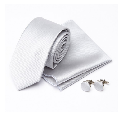 Luxusný set manžetové gombíky a strieborná kravata